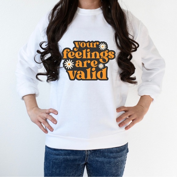 Valid feelings mental health graphic crewneck sweatshirt oversized extra large - Picture 2 of 10